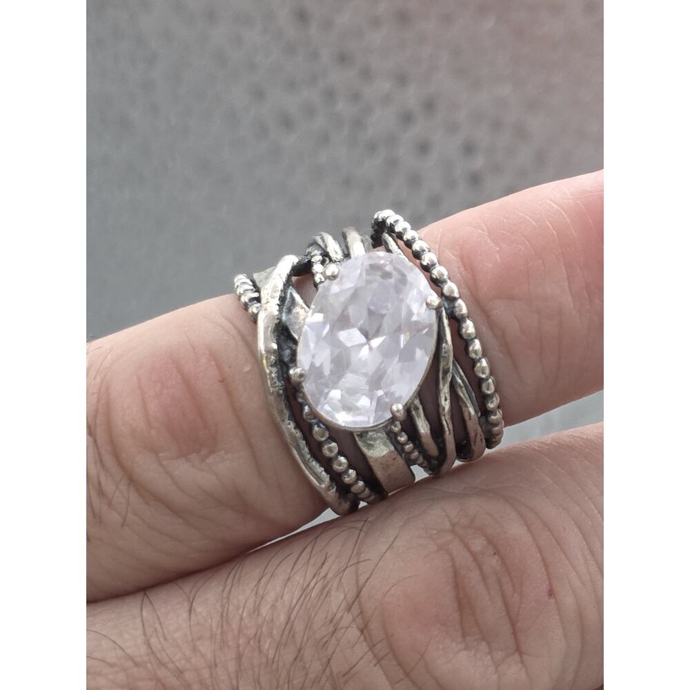 925 STERLING SILVER CUBIC ZIRCONIA BAND RING SIZE 7.75